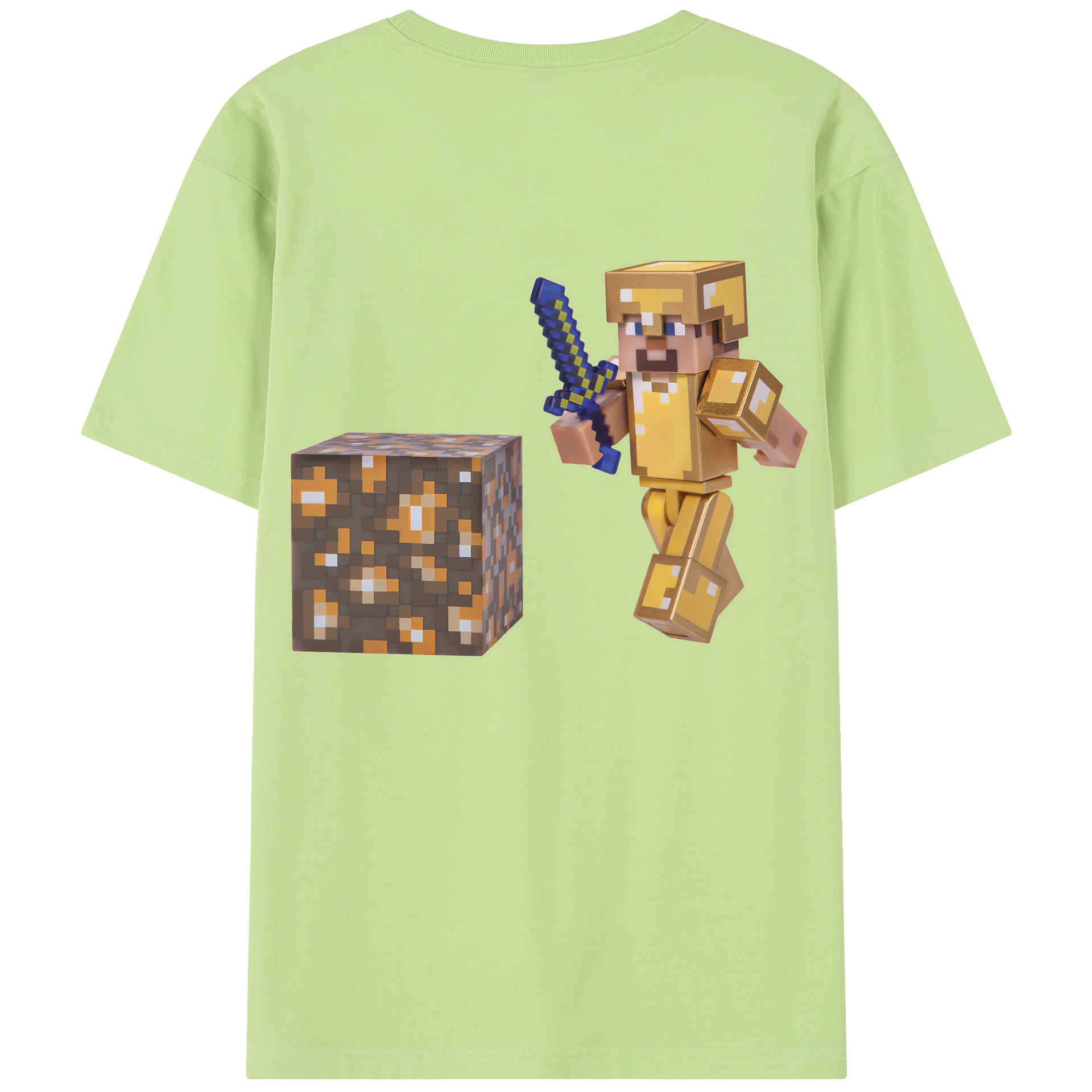 （画像用） マインクラフト ブロックの世界 Minecraft MC Block world 綿100％半袖Tシャツ（背面プリント）